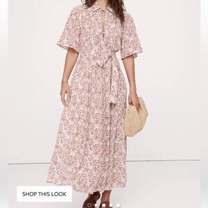 Banana republic MATTE SILK TIE-FRONT SHIRT DRESS new large